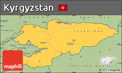 Savanna Style Simple Map of Kyrgyzstan