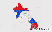 Flag 3D Map of Laos, flag centered
