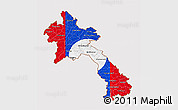 Flag 3D Map of Laos, flag aligned to the middle