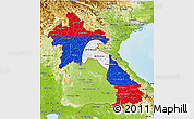 Flag 3D Map of Laos, physical outside