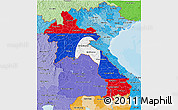 Flag 3D Map of Laos, political shades outside