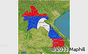 Flag 3D Map of Laos, satellite outside