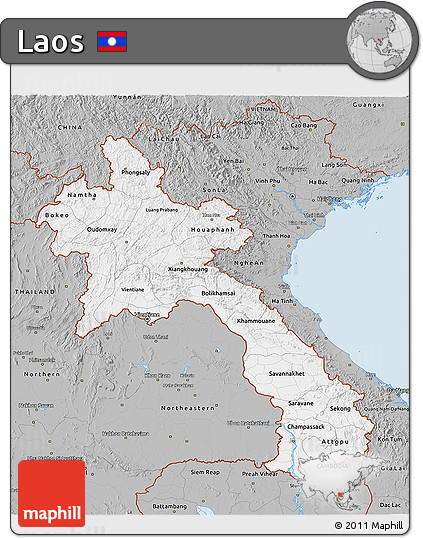 Gray 3D Map of Laos