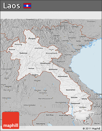 Gray 3D Map of Laos