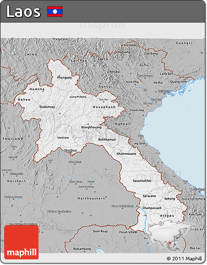 Gray 3D Map of Laos