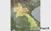 Physical 3D Map of Laos, darken, semi-desaturated