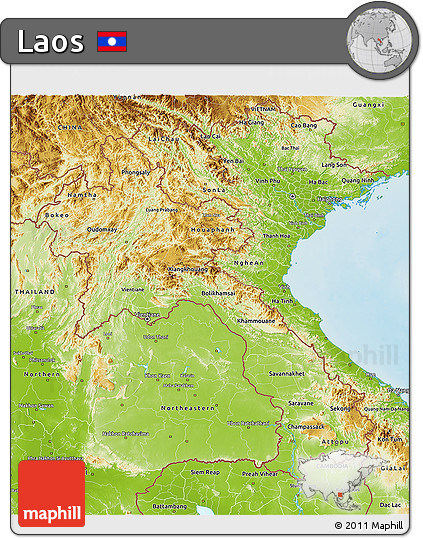 Physical 3D Map of Laos