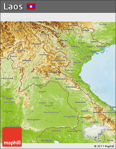 Physical 3D Map of Laos