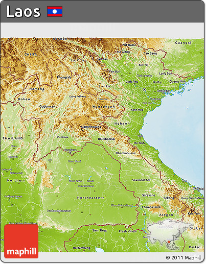 Physical 3D Map of Laos