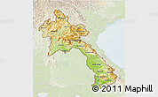 Physical 3D Map of Laos, lighten