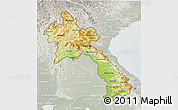 Physical 3D Map of Laos, lighten, semi-desaturated