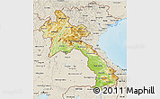 Physical 3D Map of Laos, shaded relief outside