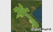 Satellite 3D Map of Laos, darken