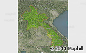 Satellite 3D Map of Laos, semi-desaturated