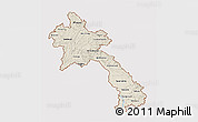 Shaded Relief 3D Map of Laos, cropped outside