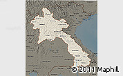 Shaded Relief 3D Map of Laos, darken