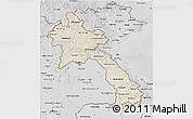 Shaded Relief 3D Map of Laos, desaturated