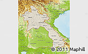 Shaded Relief 3D Map of Laos, physical outside