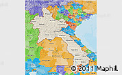 Shaded Relief 3D Map of Laos, political outside