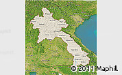 Shaded Relief 3D Map of Laos, satellite outside