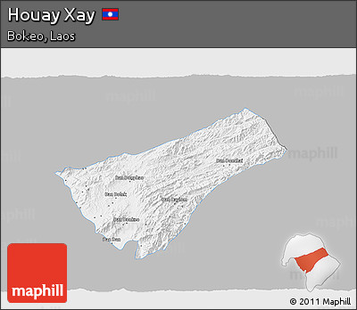 Gray 3D Map of Houay Xay, single color outside