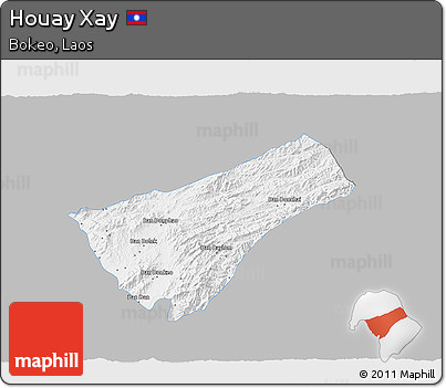 Gray 3D Map of Houay Xay, single color outside