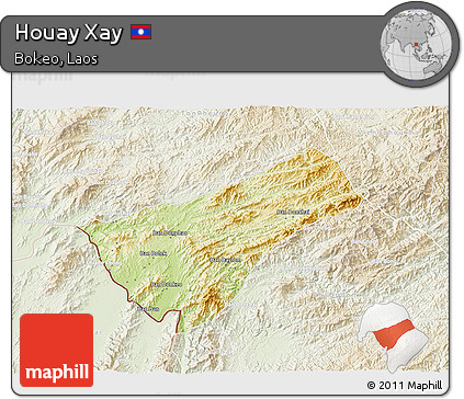 Physical 3D Map of Houay Xay, lighten