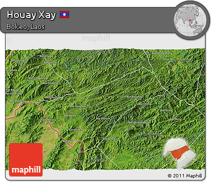 Satellite 3D Map of Houay Xay