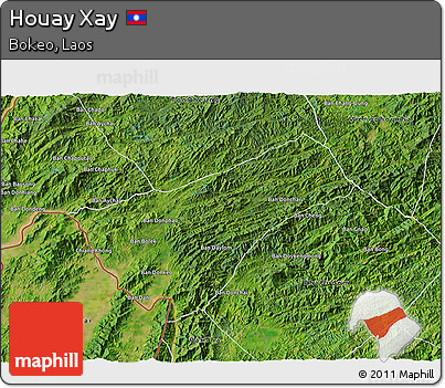 Satellite 3D Map of Houay Xay