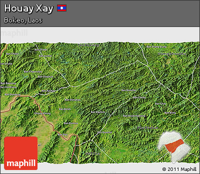 Satellite 3D Map of Houay Xay