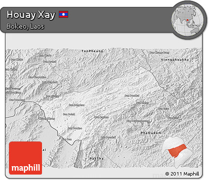 Silver Style 3D Map of Houay Xay