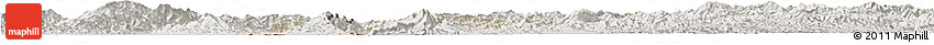 Shaded Relief Horizon Map of Houay Xay, semi-desaturated