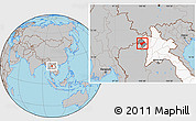 Gray Location Map of Houay Xay, highlighted country, highlighted parent region
