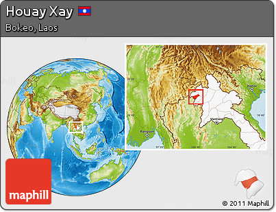 Physical Location Map of Houay Xay, highlighted country
