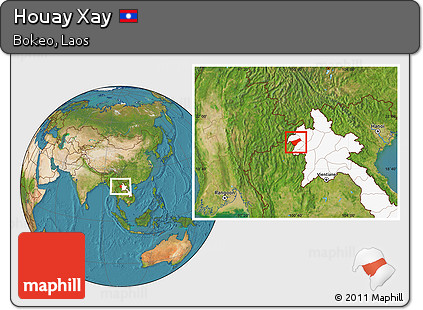 Satellite Location Map of Houay Xay, highlighted country