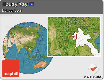 Satellite Location Map of Houay Xay, highlighted country
