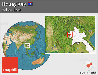 Satellite Location Map of Houay Xay, highlighted country