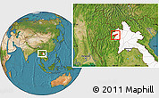 Satellite Location Map of Houay Xay, highlighted country