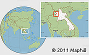 Savanna Style Location Map of Houay Xay, highlighted country, within the entire country