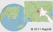 Savanna Style Location Map of Houay Xay, highlighted country, highlighted parent region