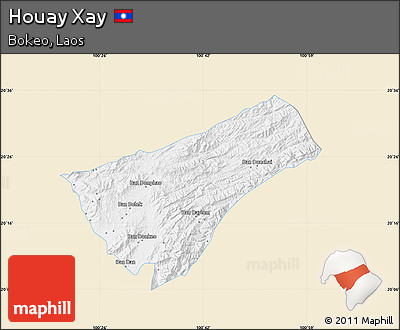 Classic Style Map of Houay Xay, single color outside