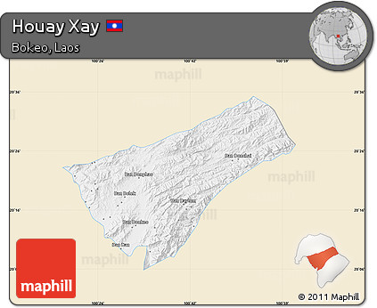 Classic Style Map of Houay Xay, single color outside