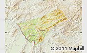 Physical Map of Houay Xay, lighten