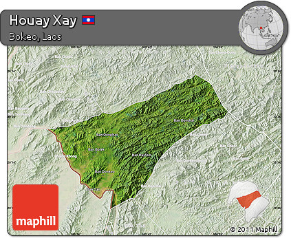 Satellite Map of Houay Xay, lighten
