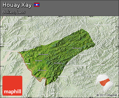 Satellite Map of Houay Xay, lighten
