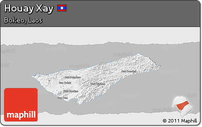Gray Panoramic Map of Houay Xay, single color outside