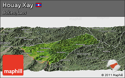 Satellite Panoramic Map of Houay Xay, semi-desaturated