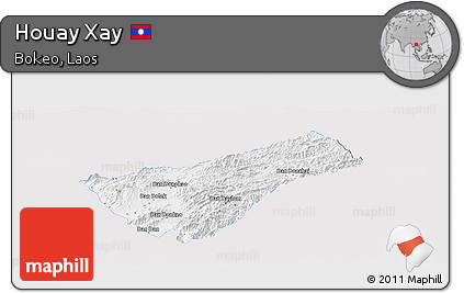 Silver Style Panoramic Map of Houay Xay, single color outside