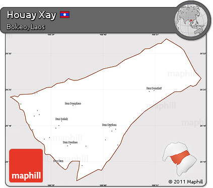 Classic Style Simple Map of Houay Xay, cropped outside