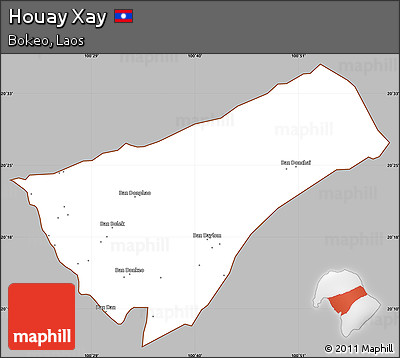 Gray Simple Map of Houay Xay, cropped outside